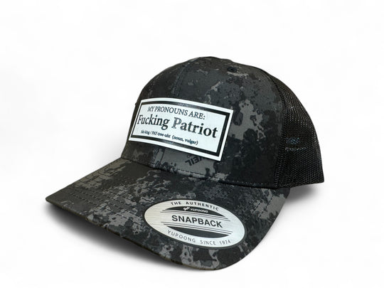 My Pronouns are Fucking Patriot Veil Camo and Heather Grey Snapback Ball Caps