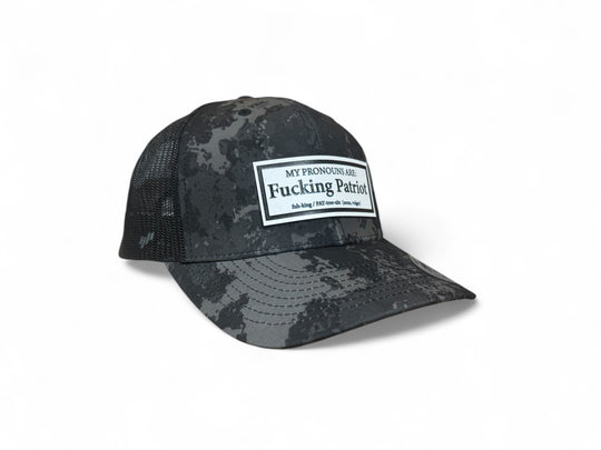 My Pronouns are Fucking Patriot Veil Camo and Heather Grey Snapback Ball Caps