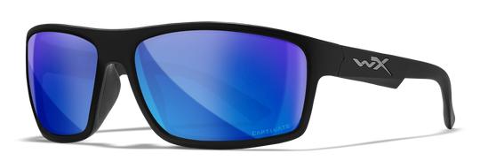 Wiley X® Peak Captivate Polarized Blue Mirror Lens Matte Black Frame