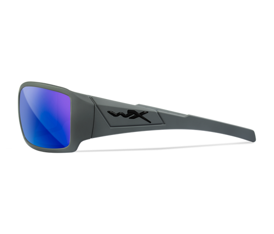 Wiley X® Twisted Captivate Polarized Blue Mirror Lens Matte Grey Frame