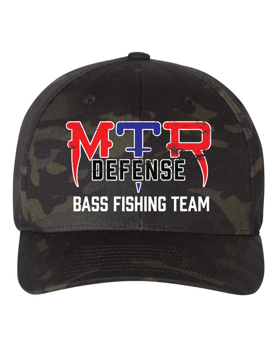 MTR Defense Bass Fishing Team Flex-fit Black Camo Ballcap