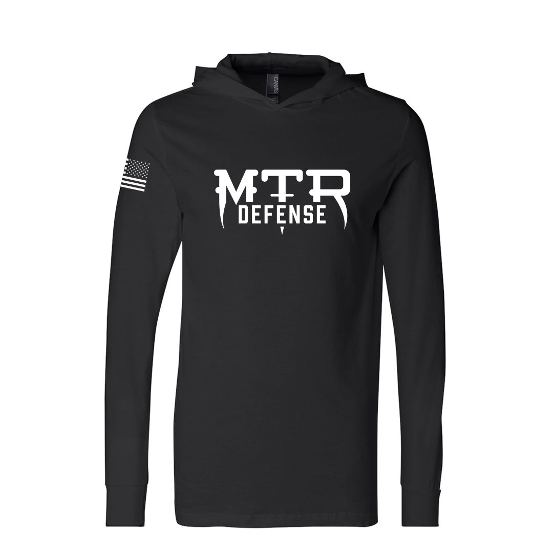 MTR Defense logo Bahama Performance Hooded Long Sleeve T-Shirt