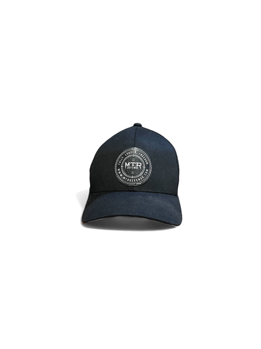 MTR Defense Black and Silver Leatherette Patch Hat (Flexfit)