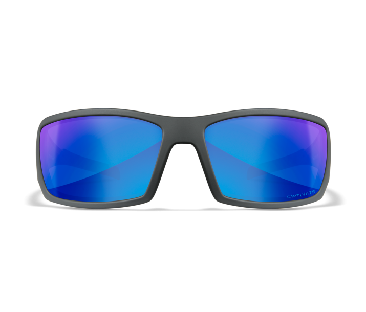 Wiley X® Twisted Captivate Polarized Blue Mirror Lens Matte Grey Frame