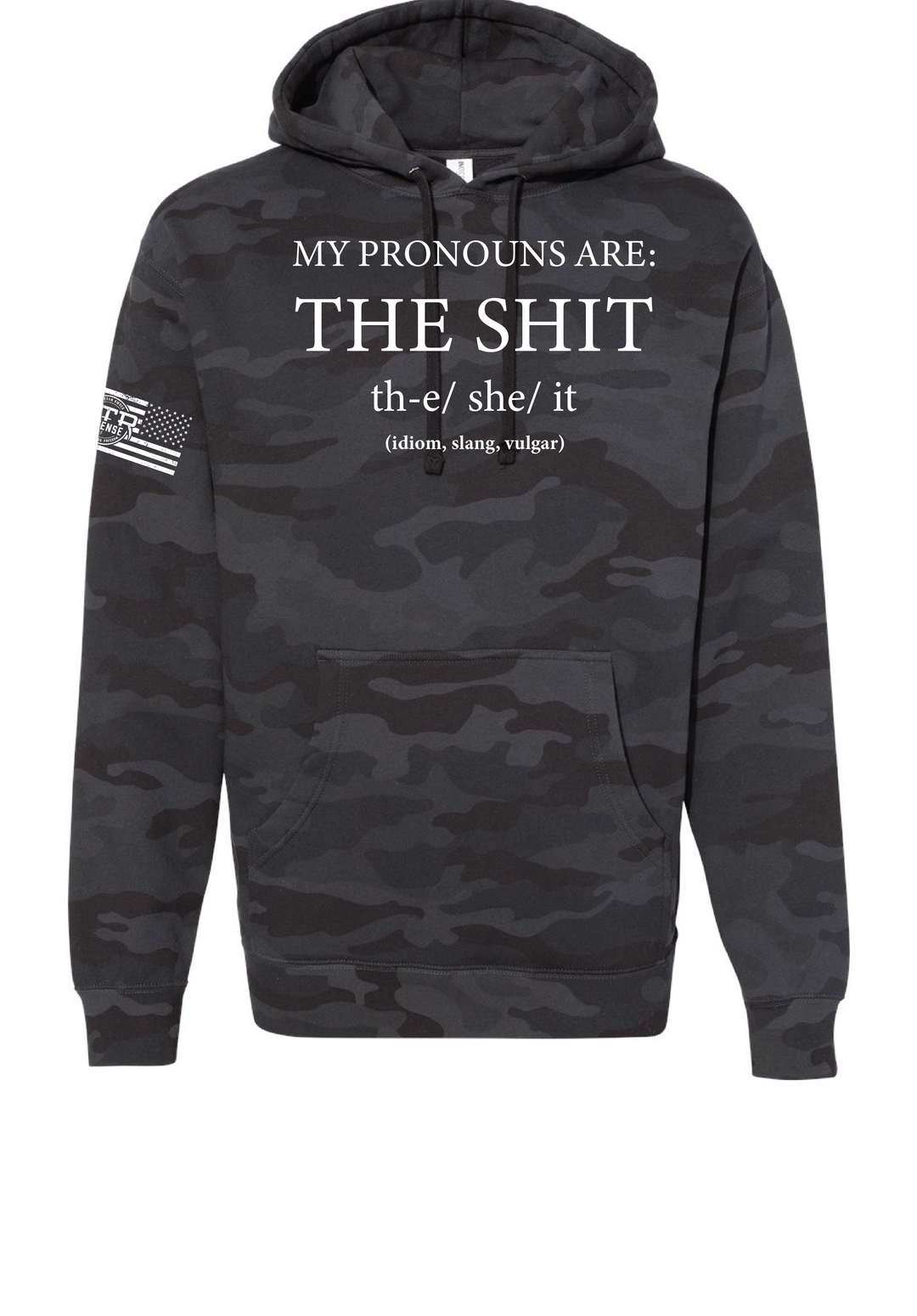 MTR Defense My Pronouns are the Shit Independent Brand Heavy Cotton Black Multicam Hoodie