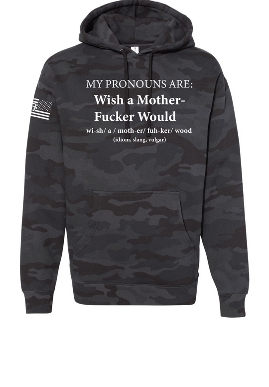 MTR Defense Wish A Motherfucker Would Independent Brand Heavy Cotton Black Multicam Hoodie