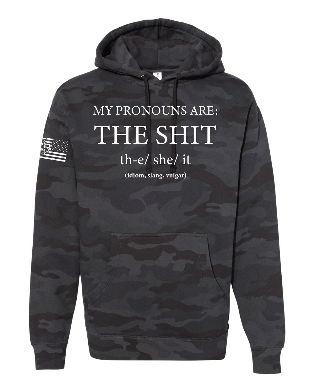 MTR Defense My Pronouns are the Shit Independent Brand Heavy Cotton Black Multicam Hoodie